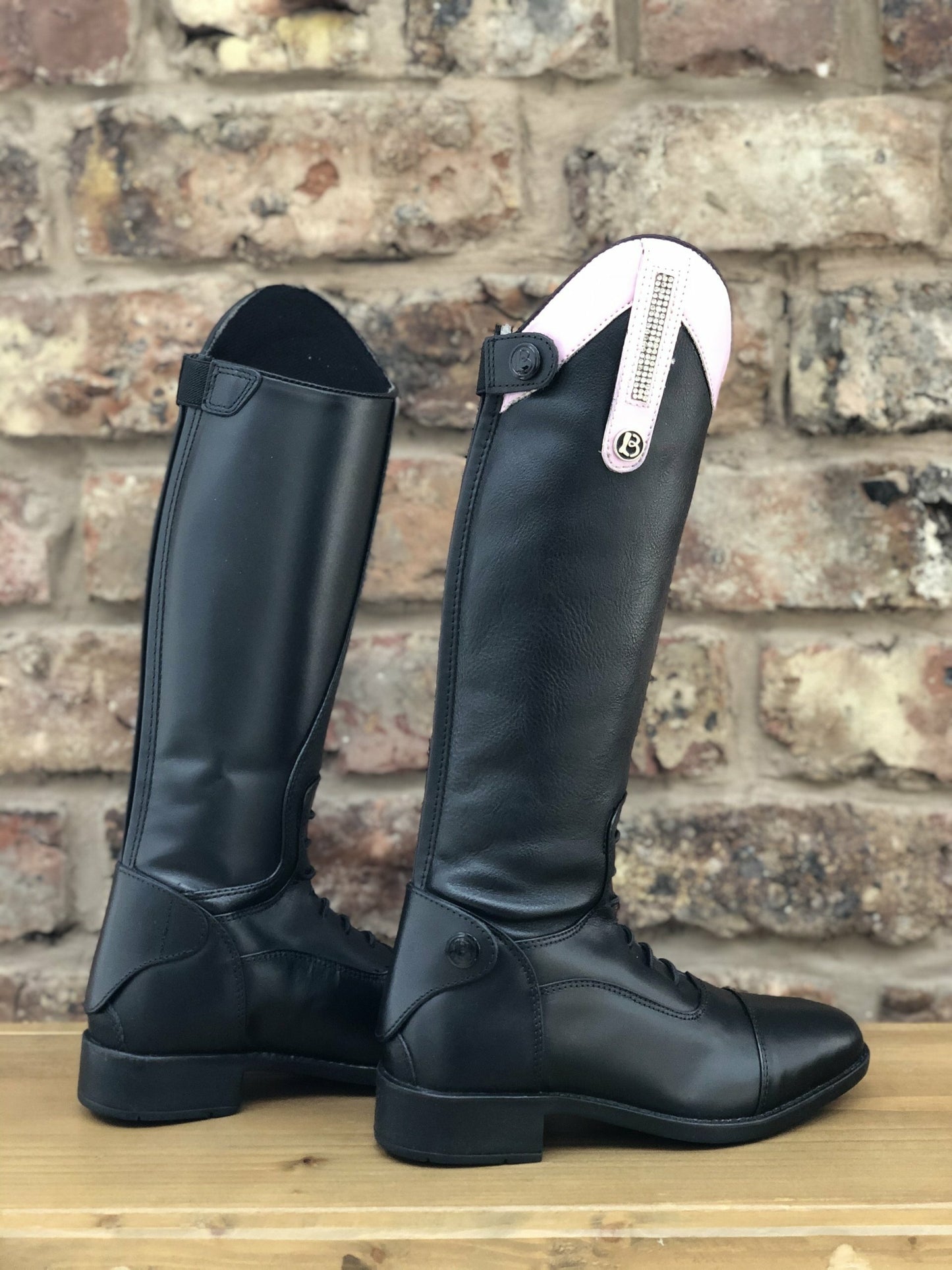 Brogini Girls Como Piccino Long Riding Boots. Silver Top with diamante