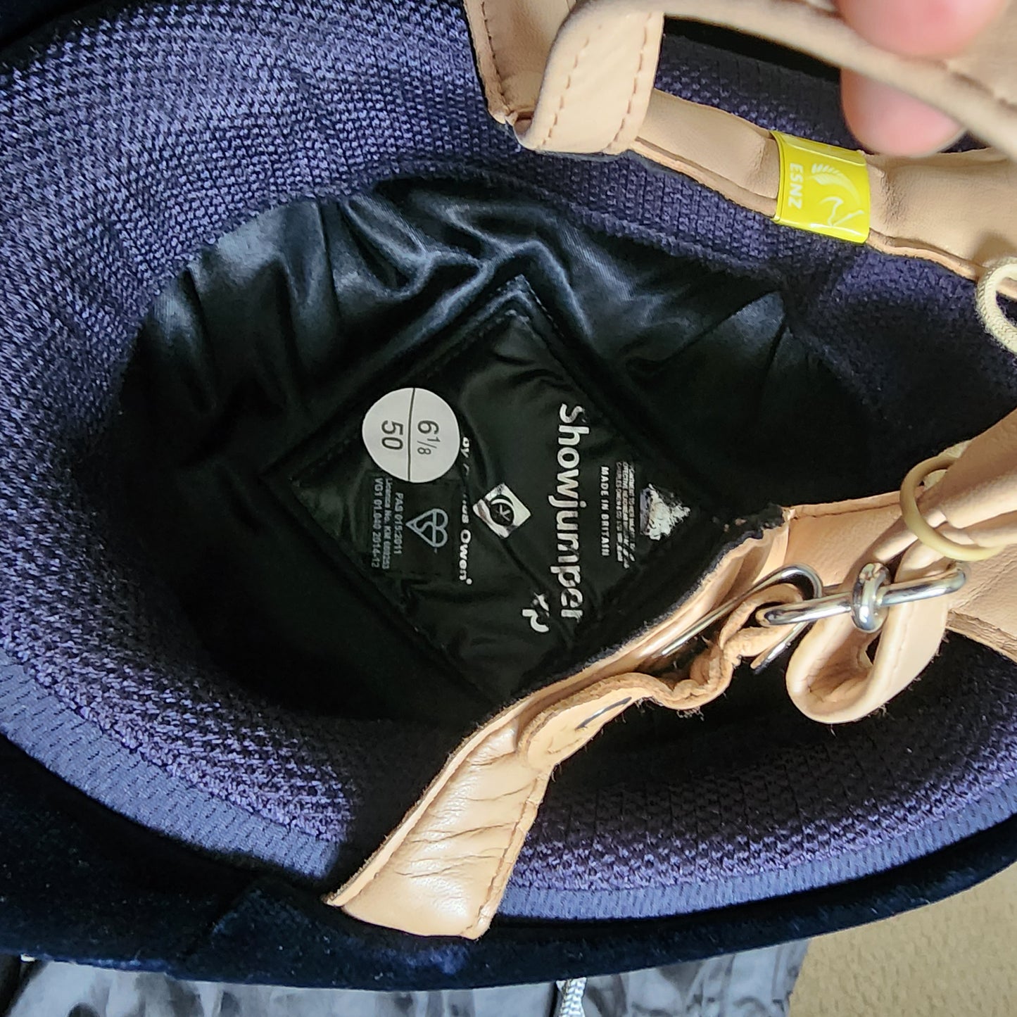 Charles Owen navy velvet Show Jumper XP helmet, size 50 (XS)
