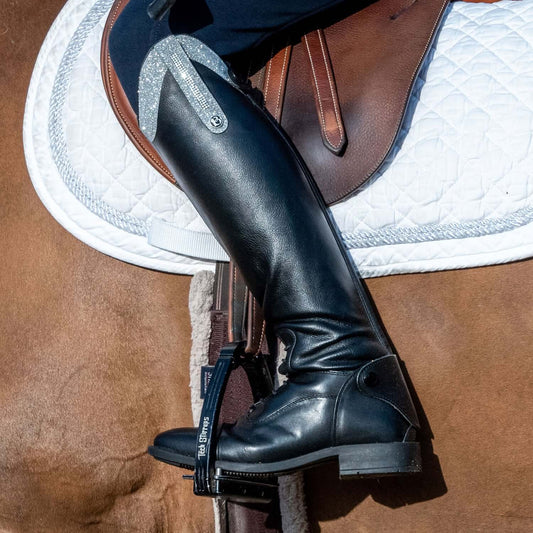 Brogini Girls Como Piccino Long Riding Boots. Silver Top with diamante