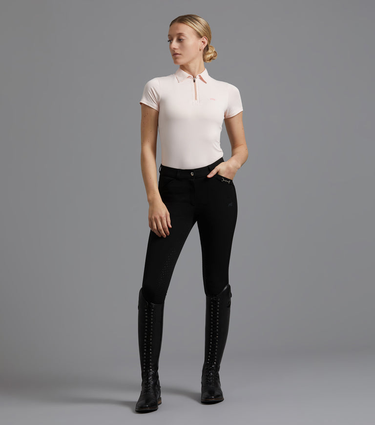 Premier Equine Delta Ladies Full Seat Gel Riding Breeches - grey, navy & black