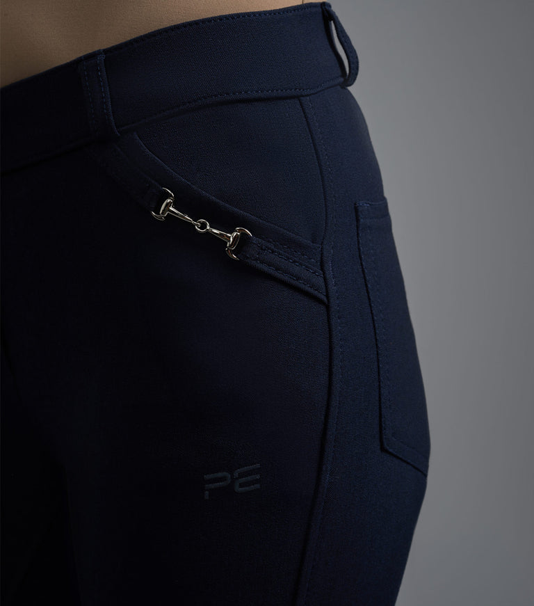 Premier Equine Delta Ladies Full Seat Gel Riding Breeches - grey, navy & black
