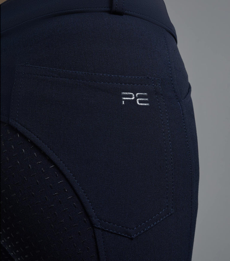 Premier Equine Delta Ladies Full Seat Gel Riding Breeches - grey, navy & black