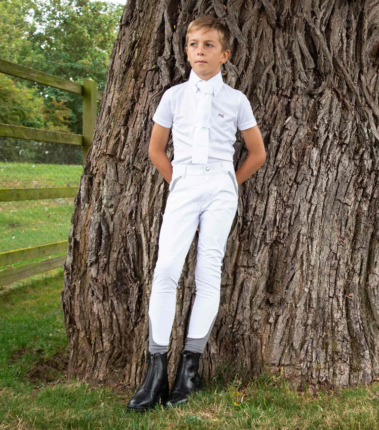 Premier Equine Gando Boys Competition Gel Knee Riding Breeches (white)