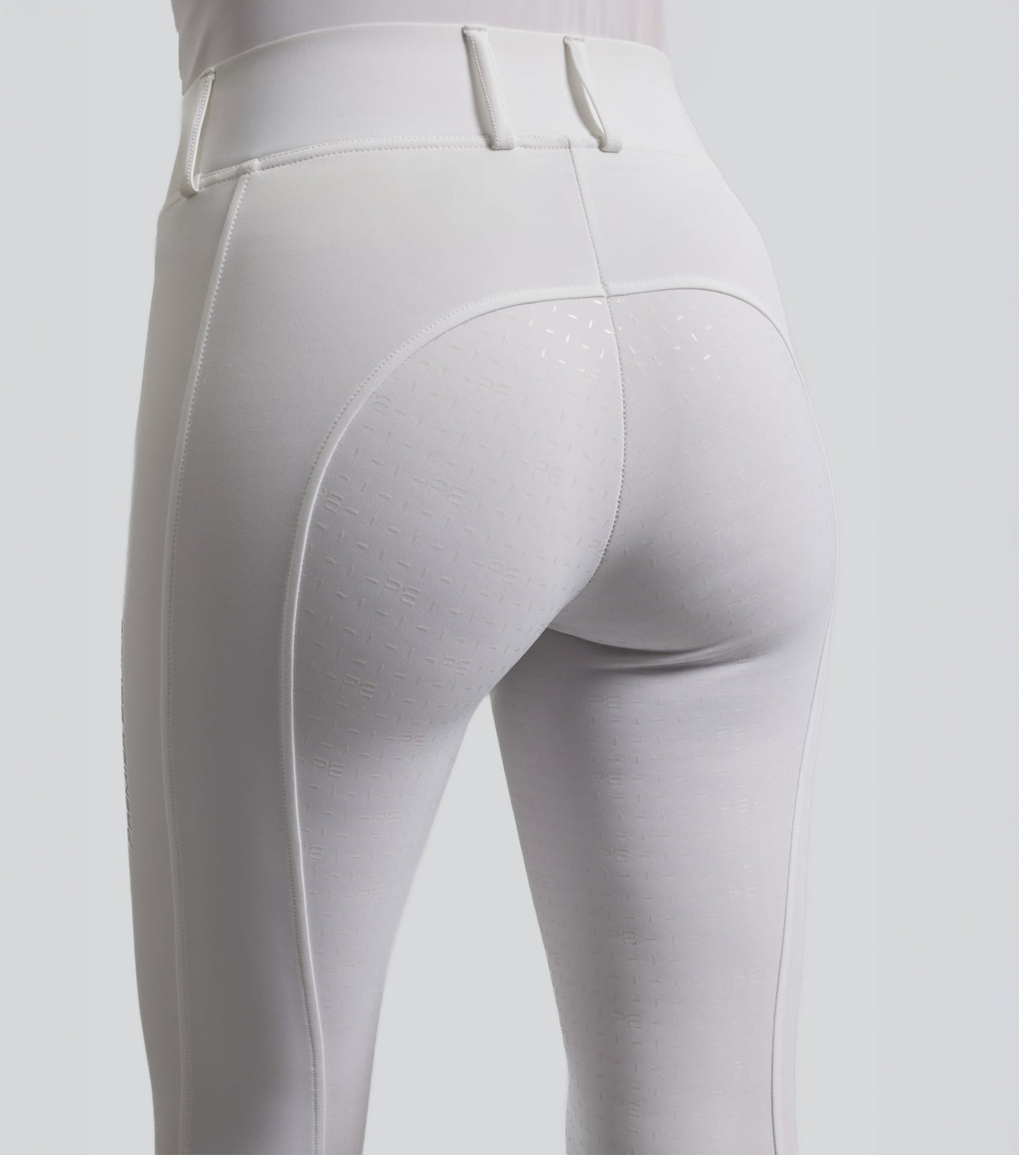 Description:Luceo Ladies Full Seat Competition Riding Tights White_Colour:White_Position:2