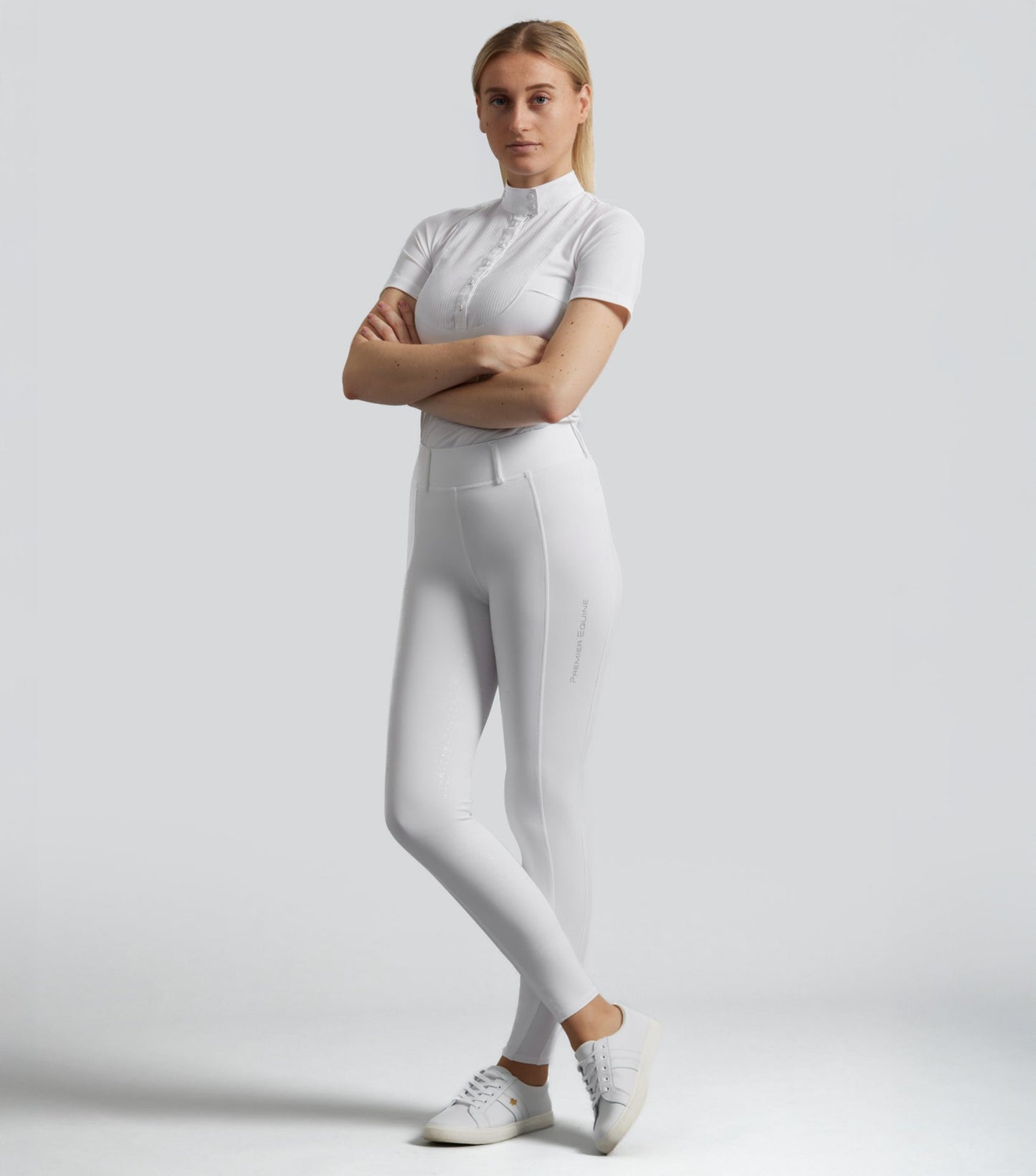 Description:Luceo Ladies Full Seat Competition Riding Tights White_Colour:White_Position:6