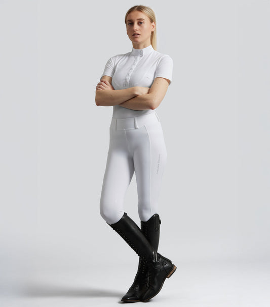 Description:Luceo Gel Knee Competition Riding Tights White_Colour:White_Position:1