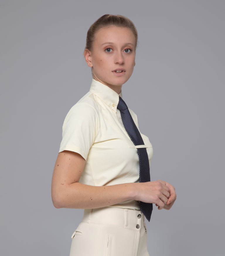 Premier Equine Luciana Ladies Short Sleeve Tie Shirt (white)
