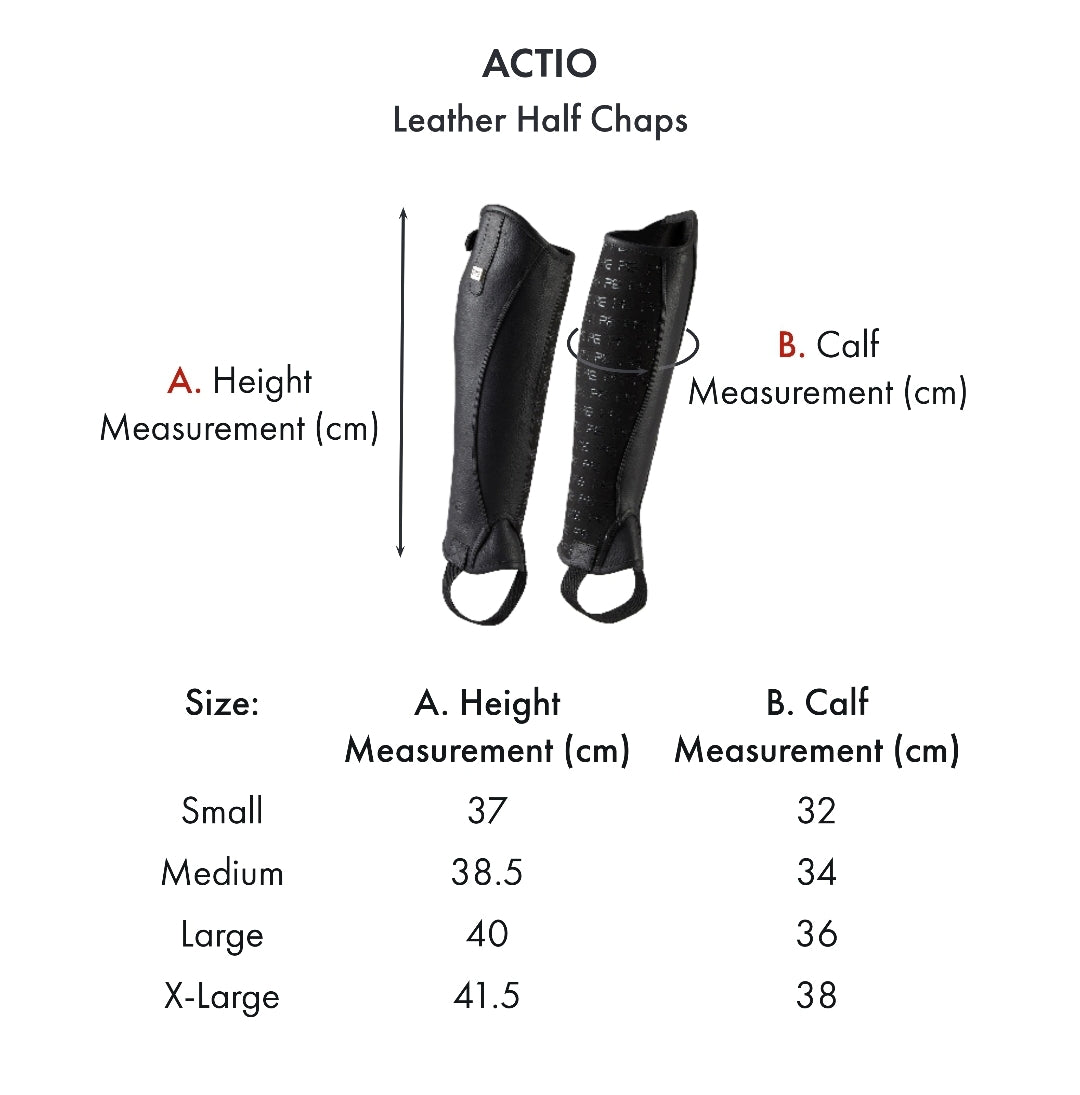 Premier Equine Actio Leather Half Chaps - brown