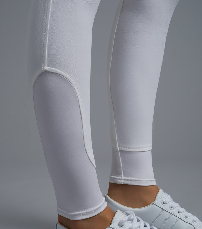 Premier Equine Torino Ladies White Full Seat Gel Riding Breeches (high waisted, water repellant) - White