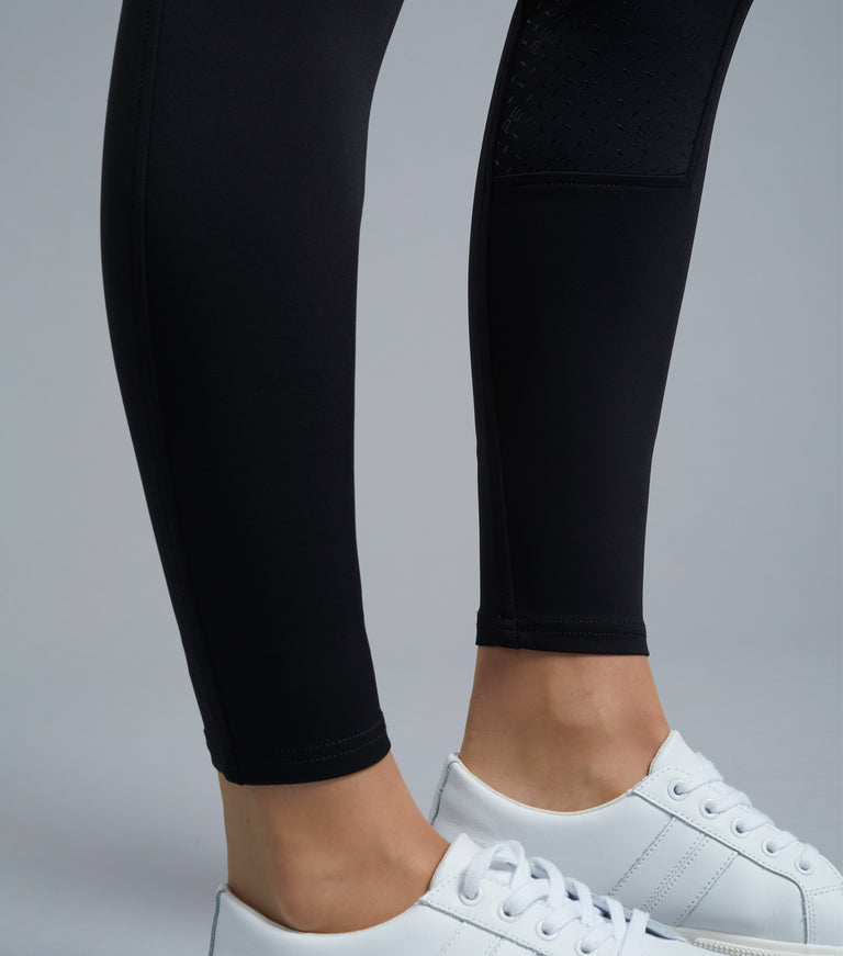 Premier Equine Ventus Ladies Full Seat Gel Riding Tights - Taupe, black