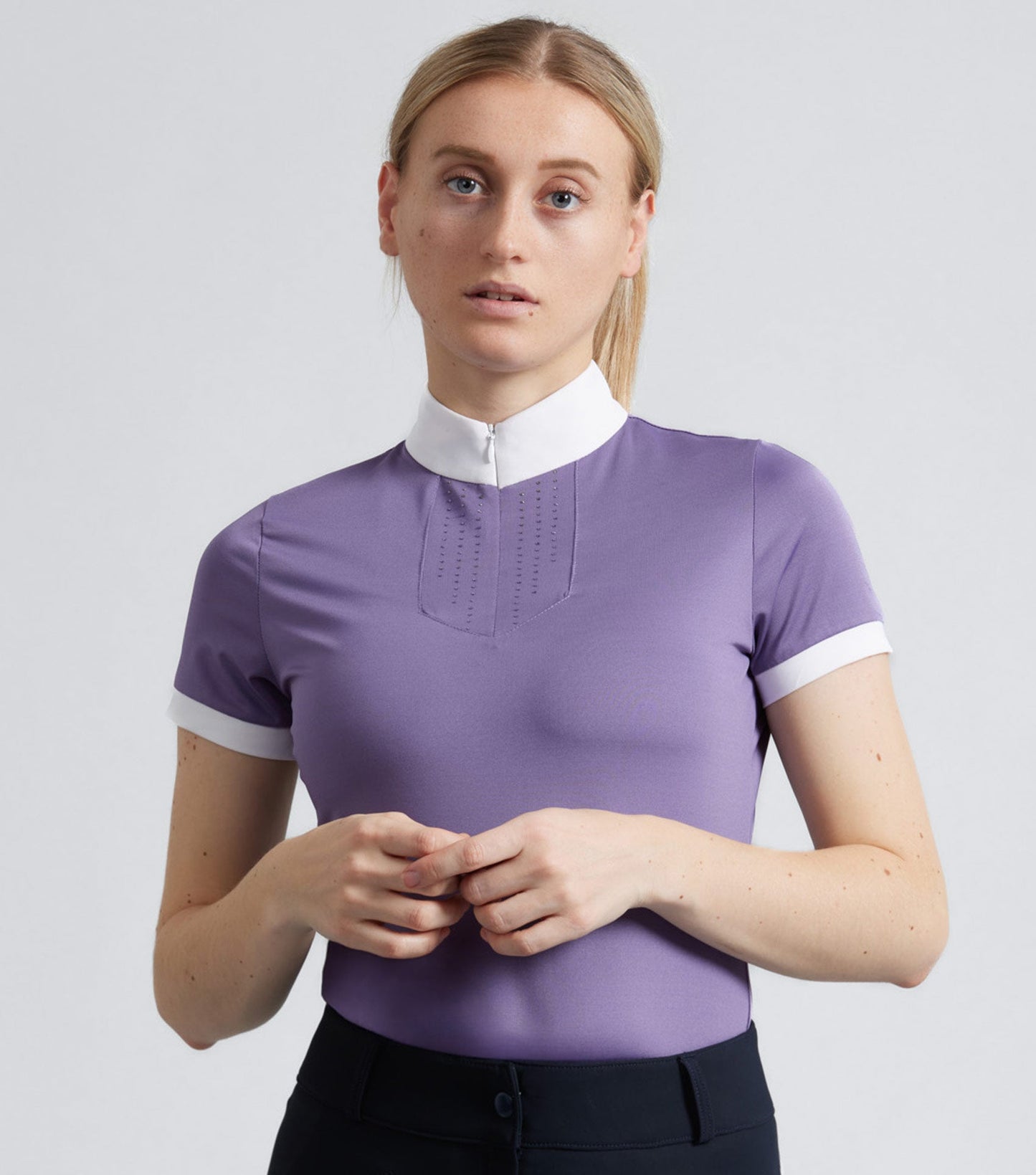 Description:alani short sleeved riding top_Colour:Amethyst_Position:1