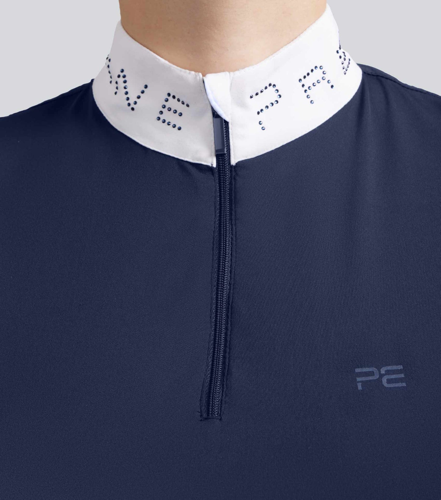 Description:Andria Ladies Short Sleeve Riding Top_Colour:Navy_Position:3