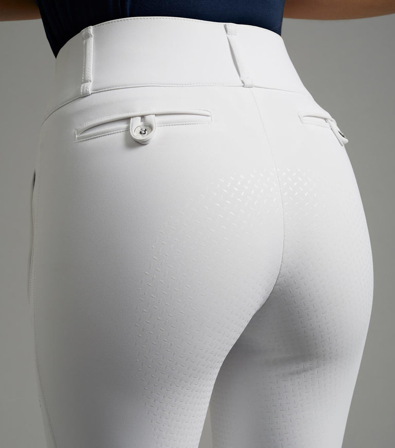 Premier Equine Aradina Ladies Full Seat Gel Competition Riding Breeches - white