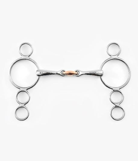Premier Equine  Three Ring Dutch Gag with copper lozenge