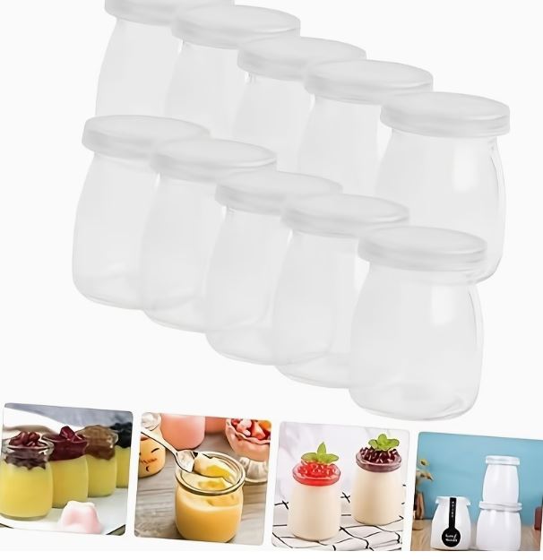 Glass jars for yoghurt maker with lids
