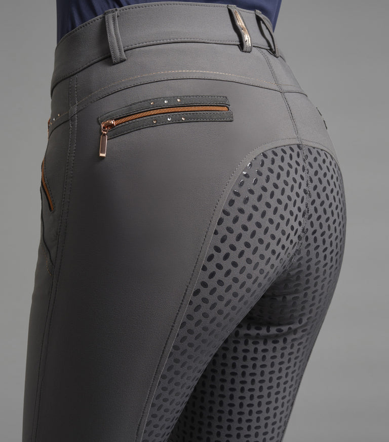Premier Equine Milliania Ladies Full Seat Gel Riding Breeches - anthracite (grey)