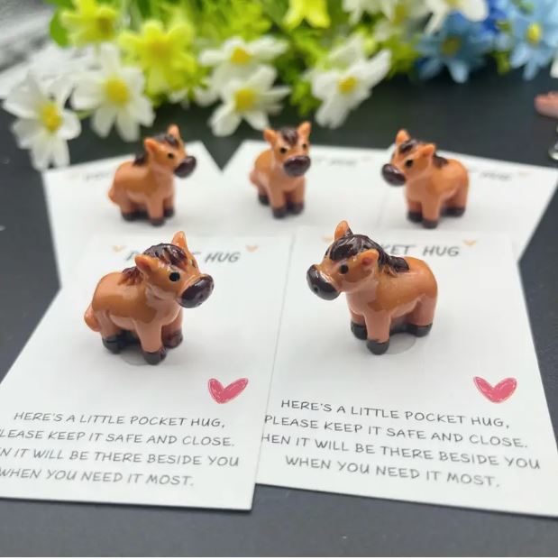 Encouragement Pocket Hug Card with small horse figurine