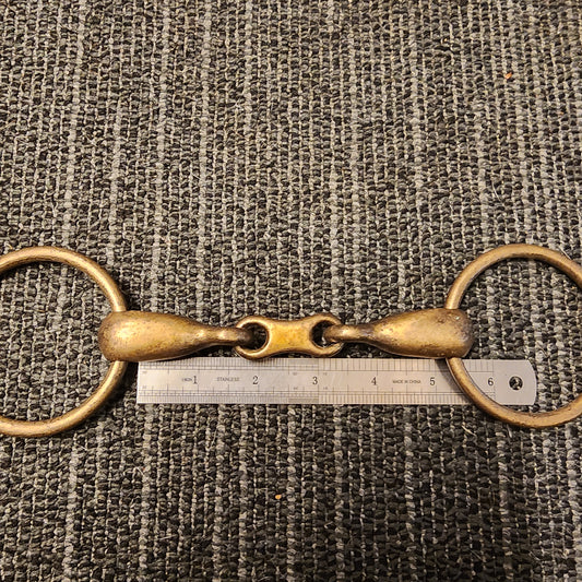 Loose ring French link copper alloy bit 5". Pre-loved