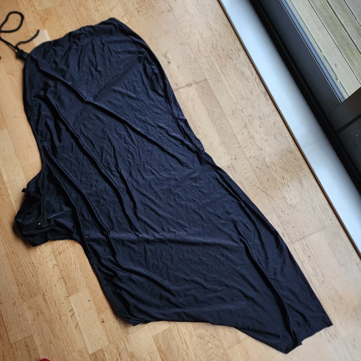 Black lycra body suit with belly strap. Pony size. Pre loved