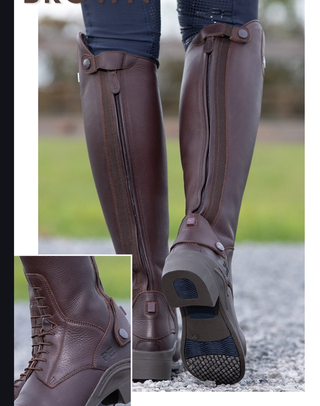 Premier Equine Vallardi Ladies Leather Field Tall Riding Boot - Brown