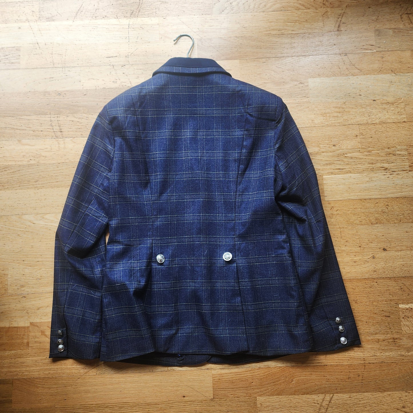Giddyup navy checked show jacket, ladies 12. Pre-loved