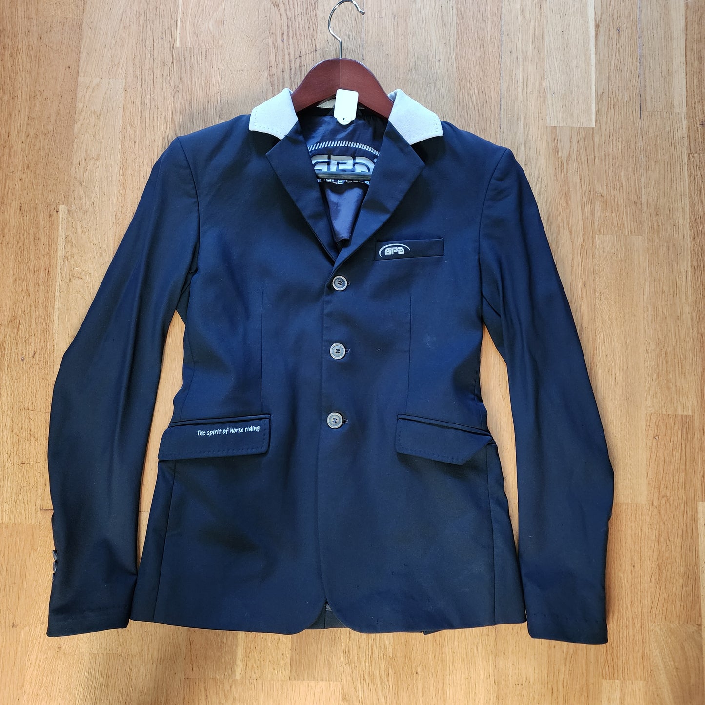 GPA navy show jacket, mens size XS (boys 14)