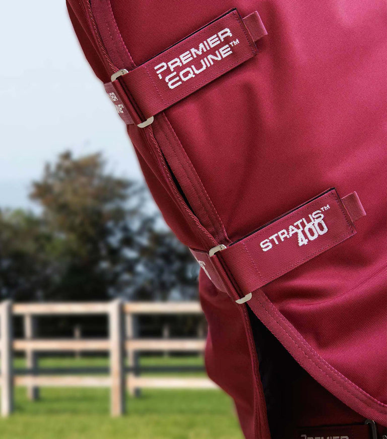 Premier Equine Stratus 1200 Series 400g Turnout Rug with Classic Neck Cover (Navy or Burgundy)