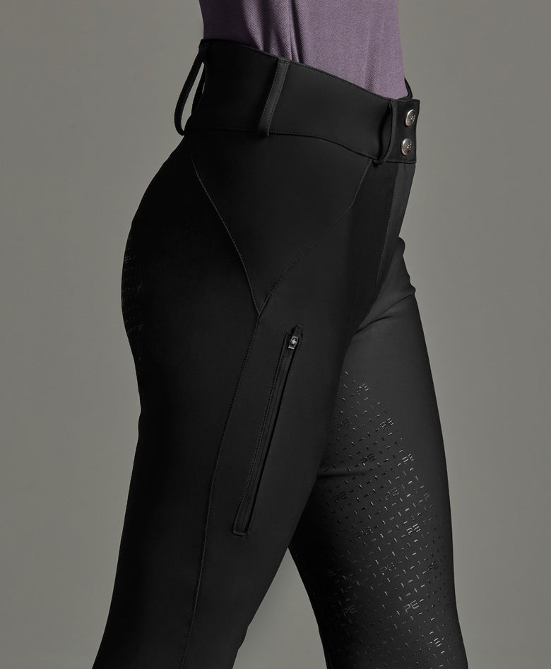 Premier Equine Amnis Womens Waterproof Gel Full Seat Riding Breeches, Black (High Rise)