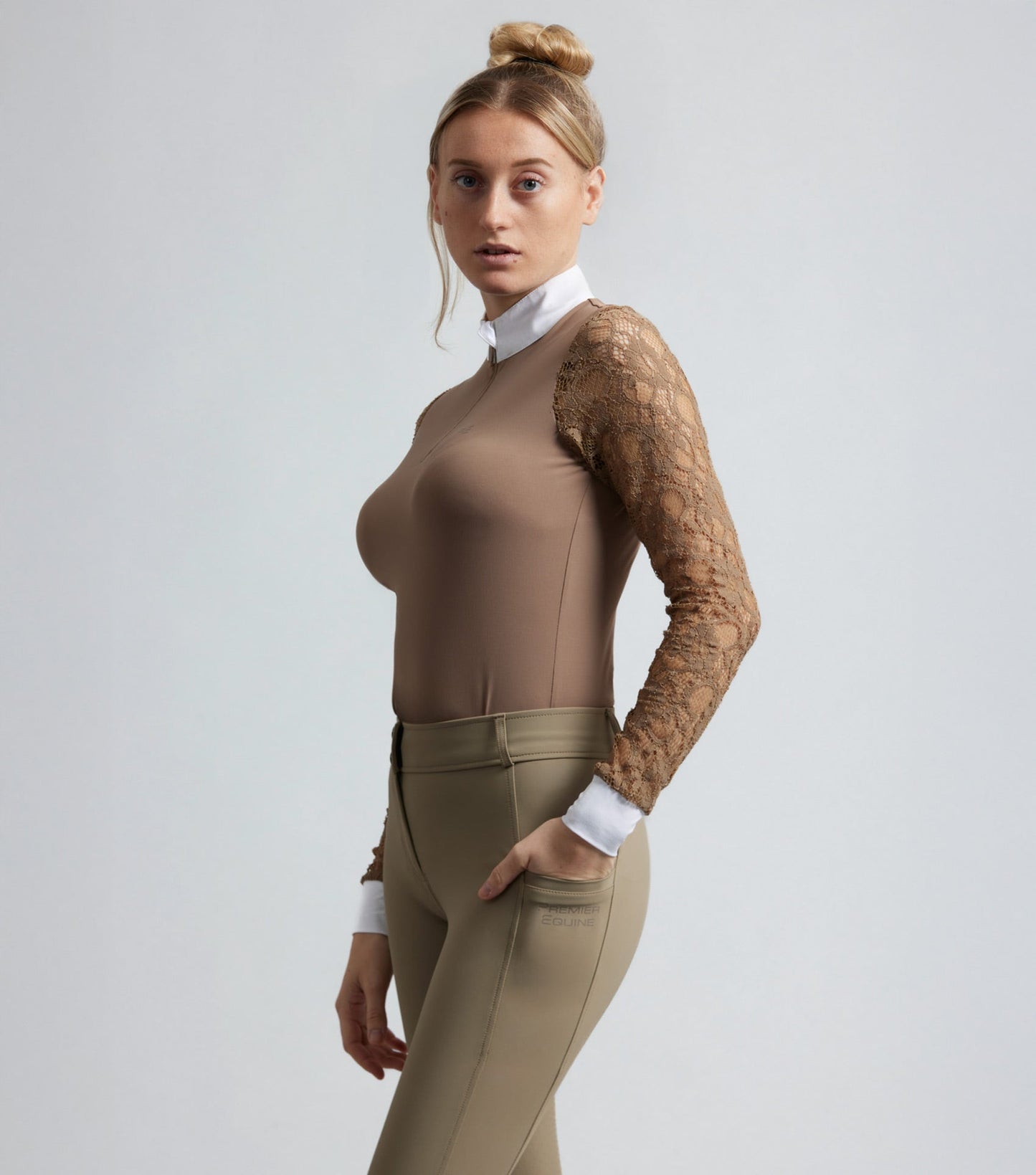 Description:Salento Ladies Long Sleeve Riding Top_Colour:Fossil_Position:6