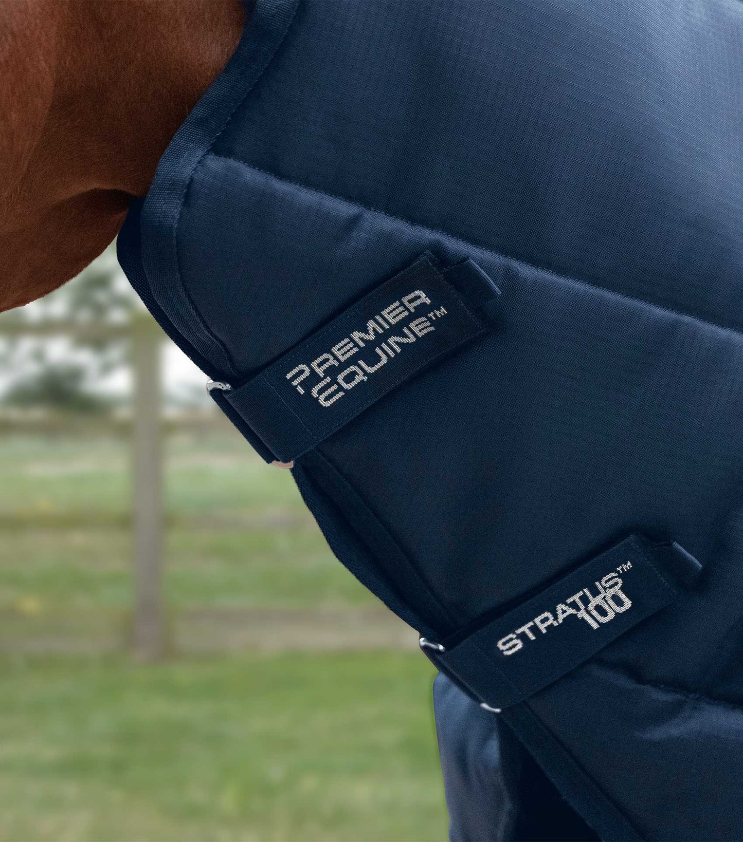 Description:Stratus 100g Stable Rug with Neck Cover_Colour:Navy_Position:2