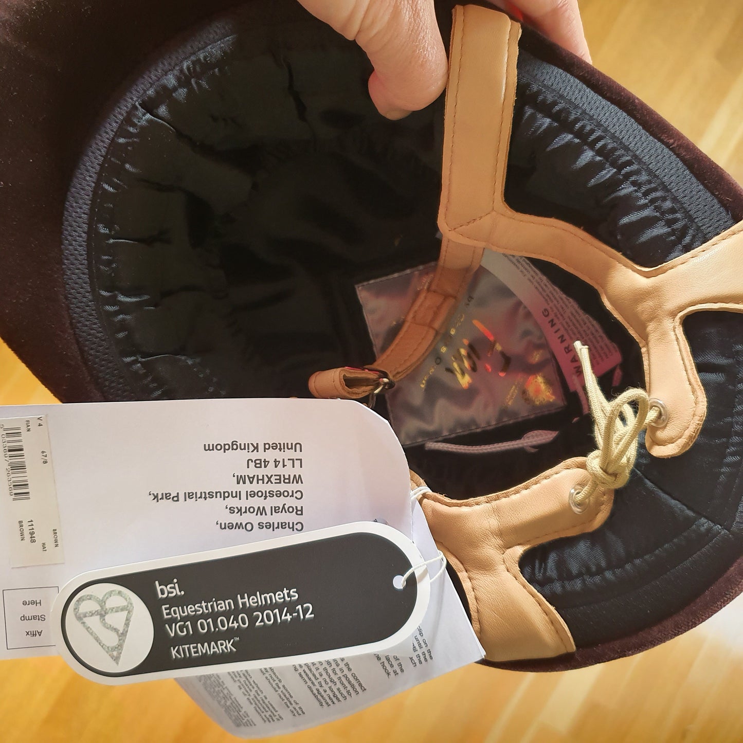 Charles Owen brown velvet Fian helmet, size 58, brand new! - Robyn's Tack Room