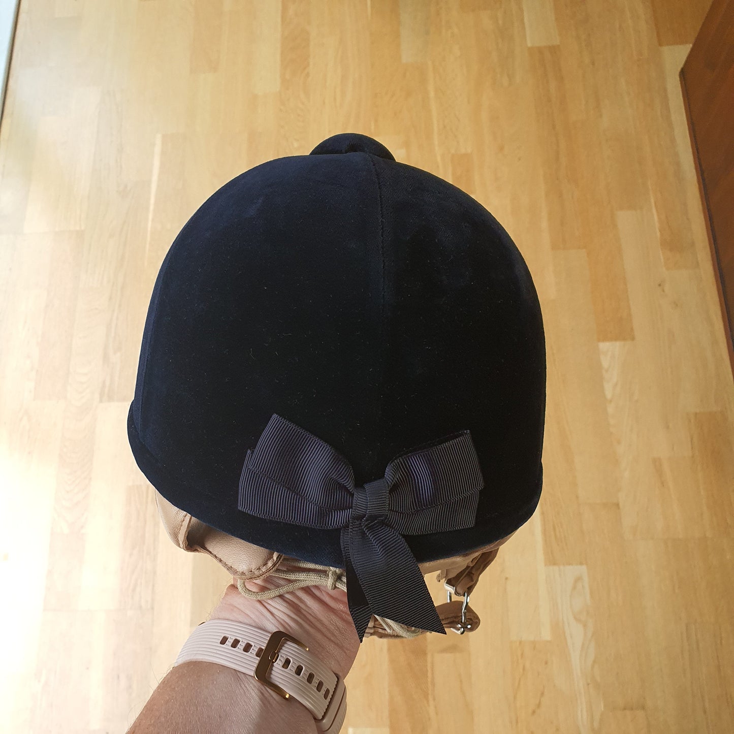 Charles Owen navy velvet Fian helmet, size 56