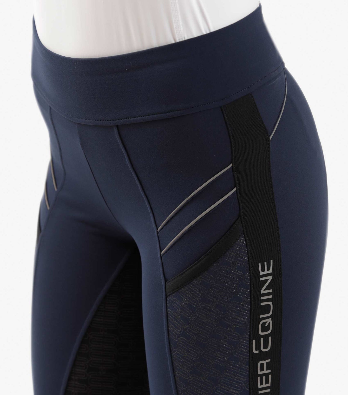 Premier Equine Astrid Girls Full Seat Gel Pull On Riding Tights ( Navy)