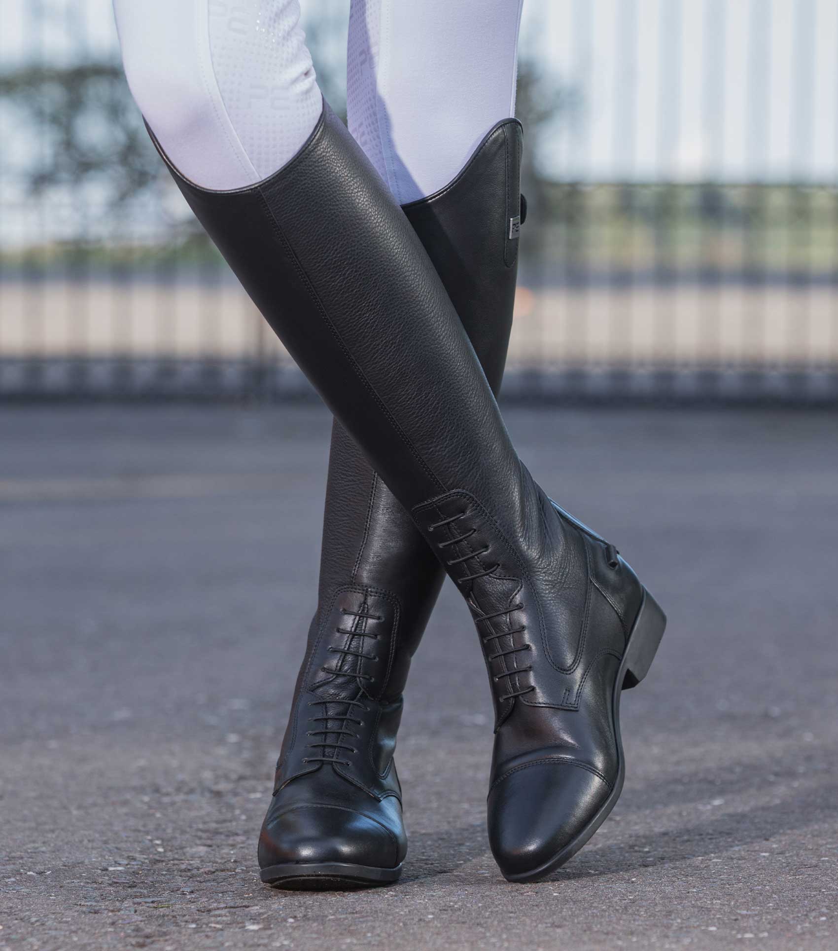 Premier Equine Maurizia Ladies Lace Front Tall Black Leather Riding Boots