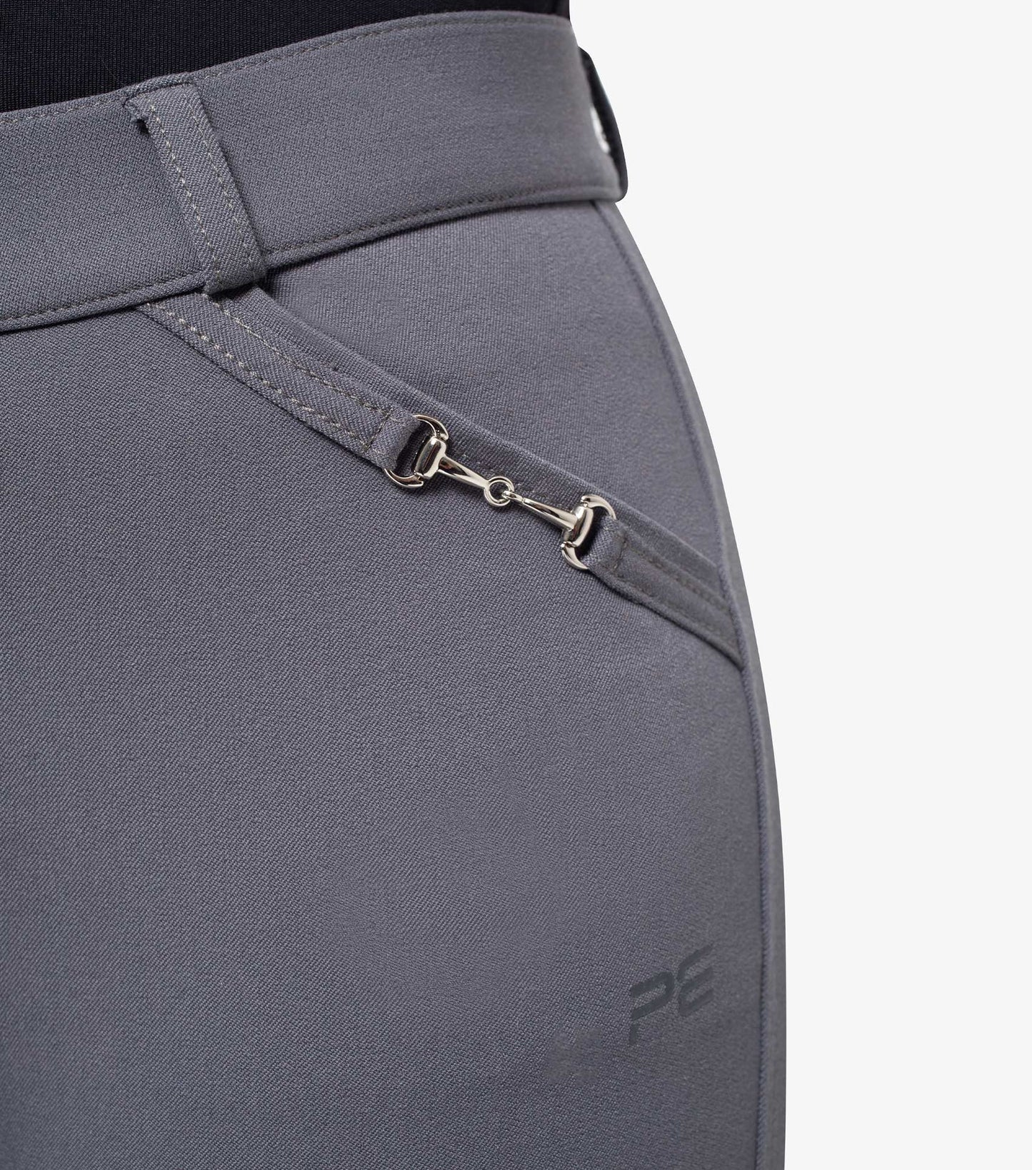 Premier Equine Delta Ladies Full Seat Gel Riding Breeches - grey, navy & black