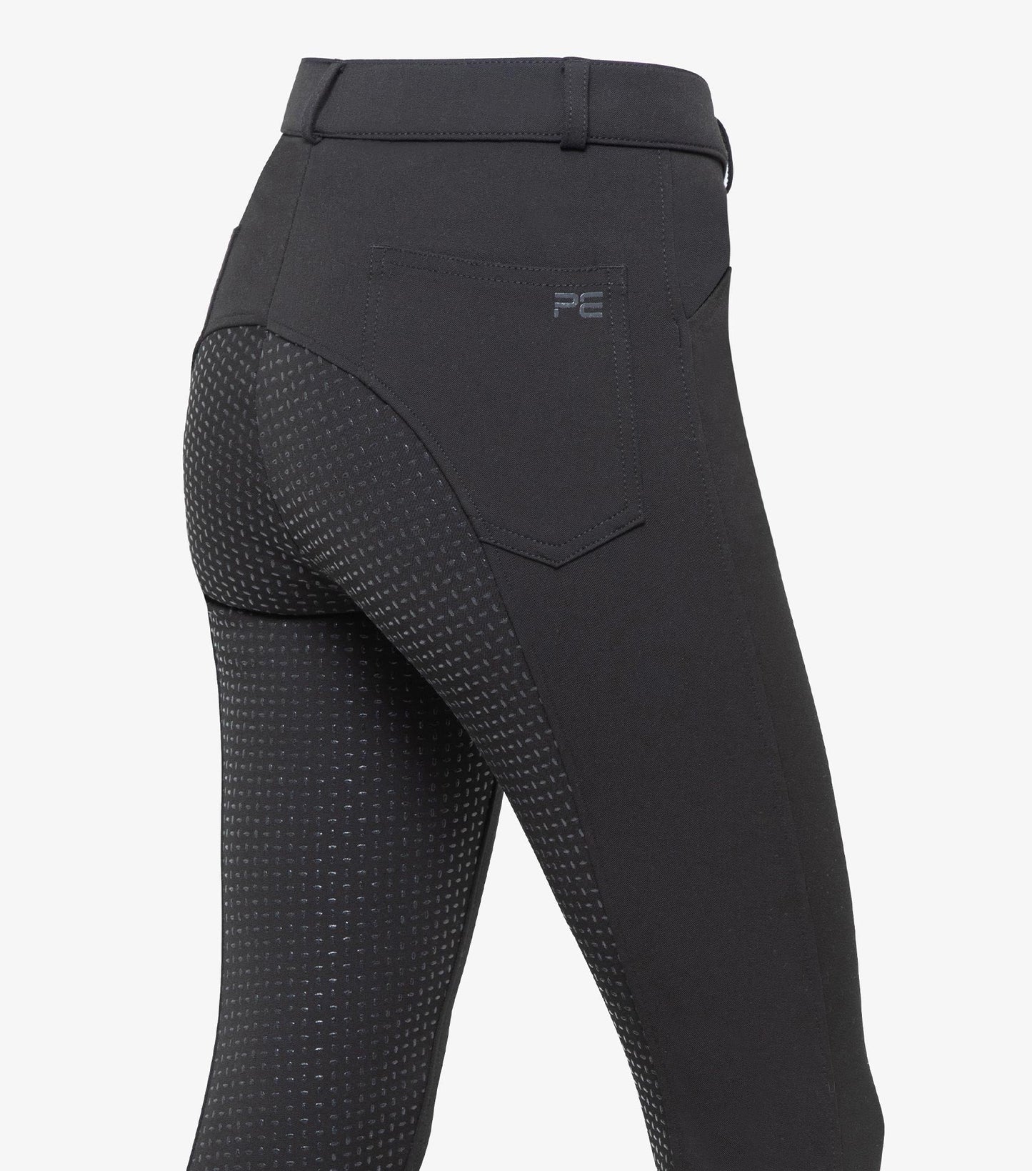 Premier Equine Delta Ladies Full Seat Gel Riding Breeches - grey, navy & black