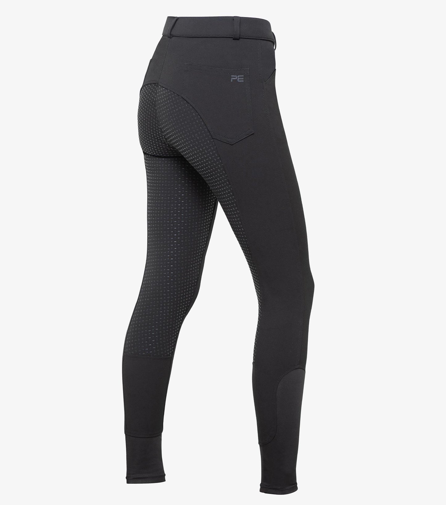 Premier Equine Delta Ladies Full Seat Gel Riding Breeches - grey, navy & black