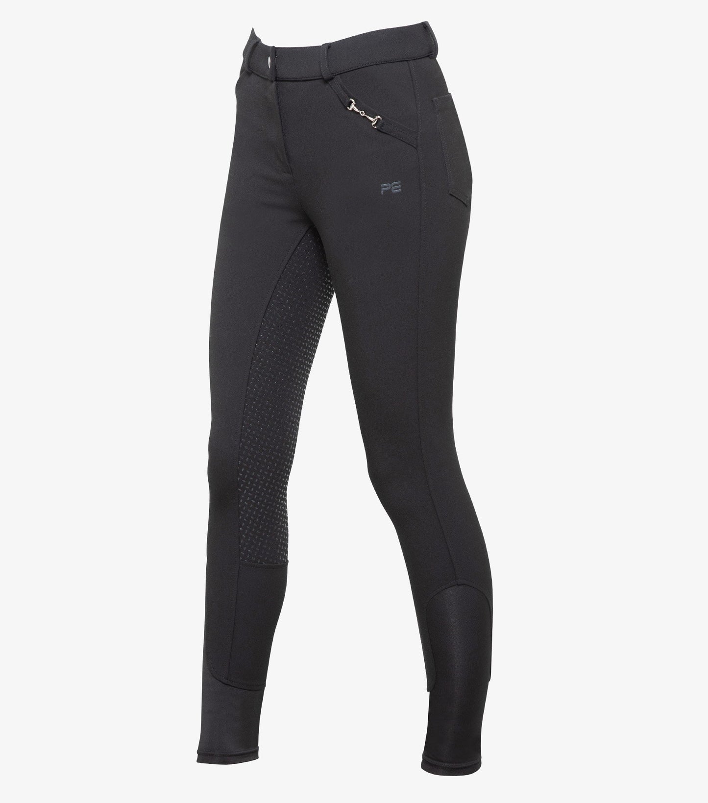 Premier Equine Delta Ladies Full Seat Gel Riding Breeches - grey, navy & black