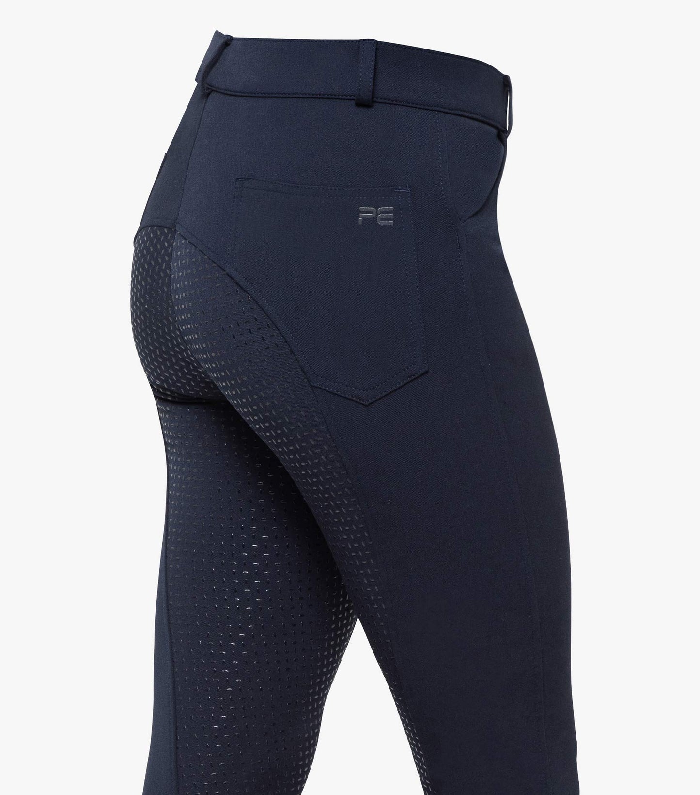 Premier Equine Delta Ladies Full Seat Gel Riding Breeches - grey, navy & black