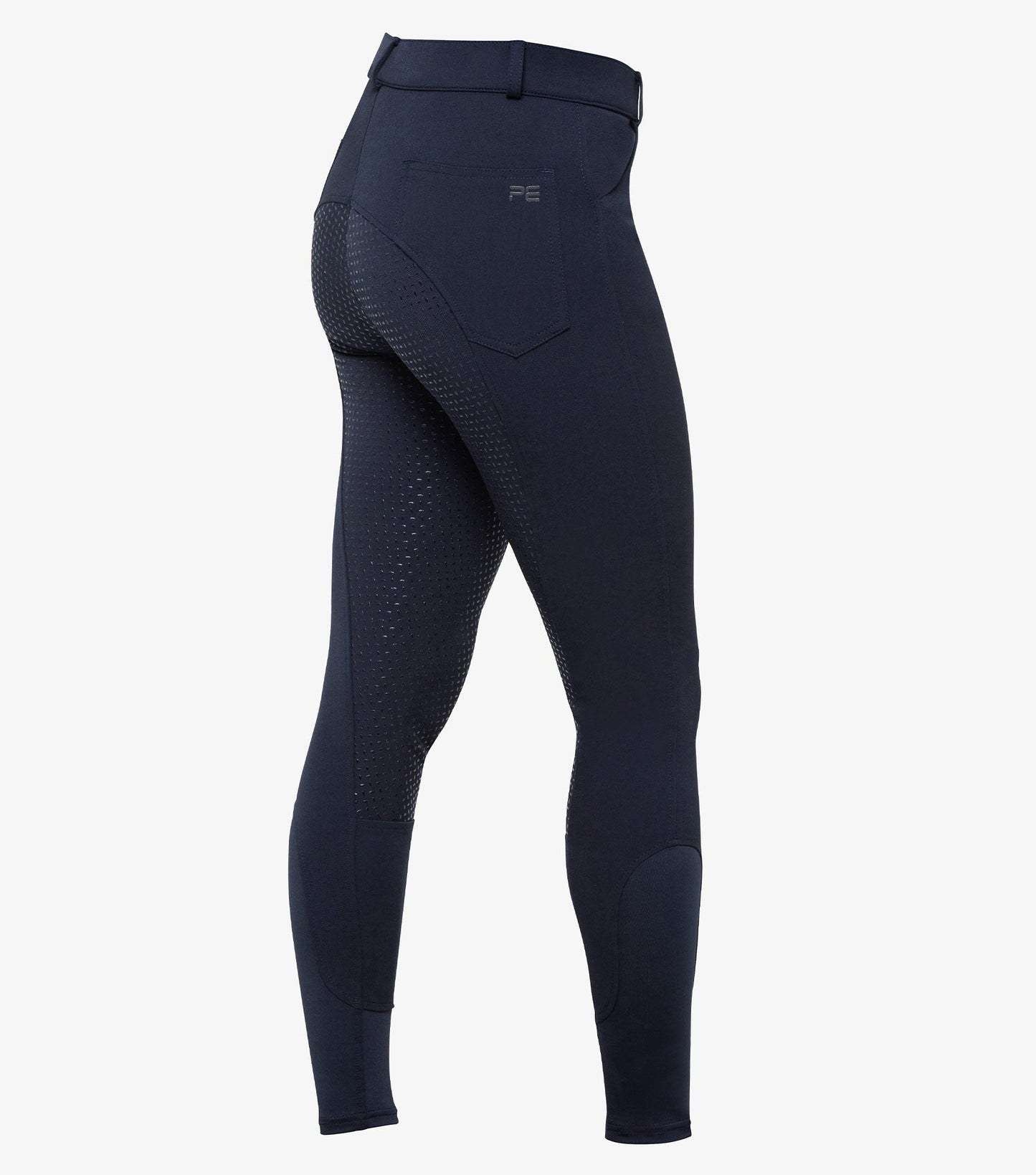 Premier Equine Delta Ladies Full Seat Gel Riding Breeches - grey, navy & black