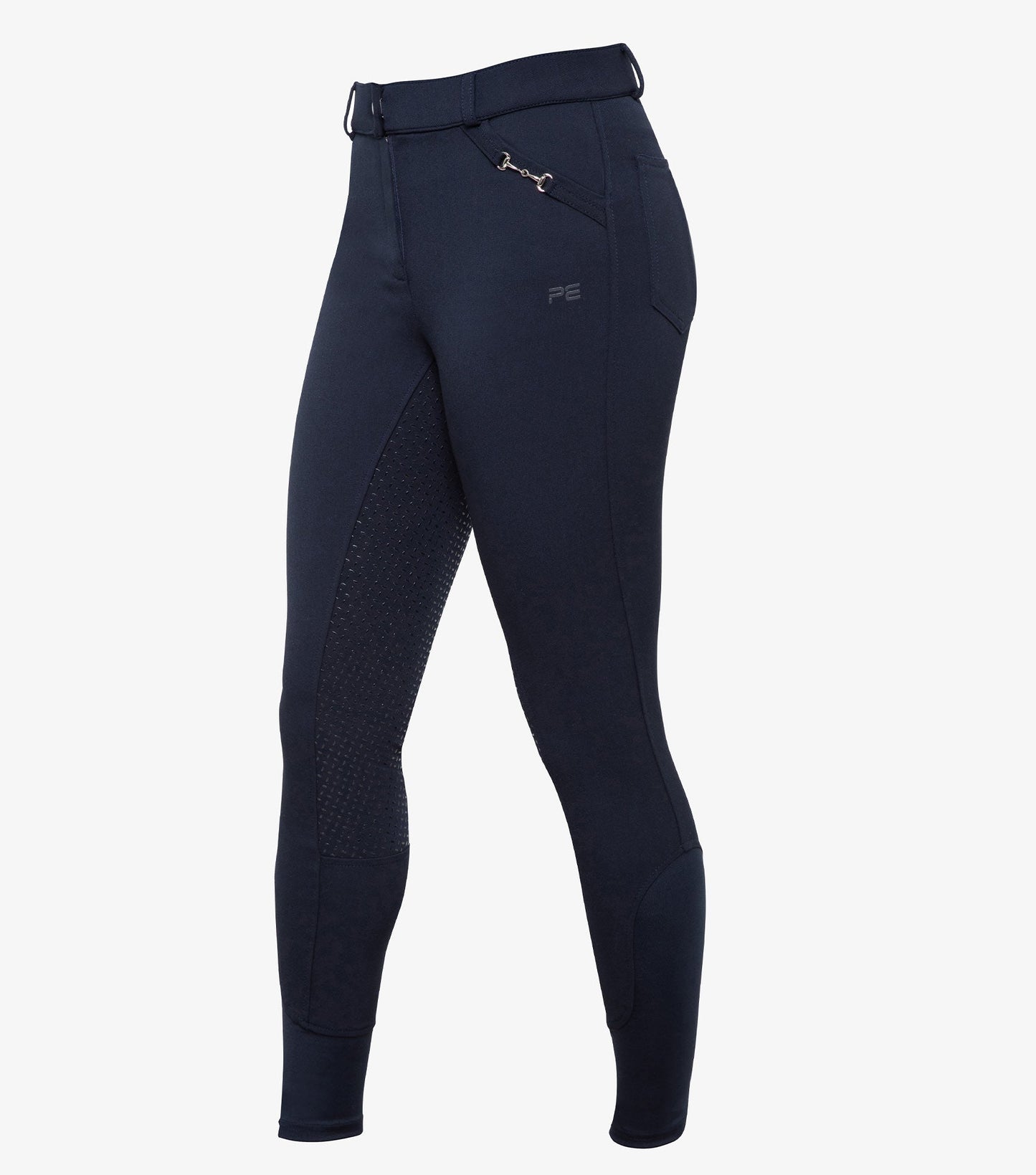 Premier Equine Delta Ladies Full Seat Gel Riding Breeches - grey, navy & black
