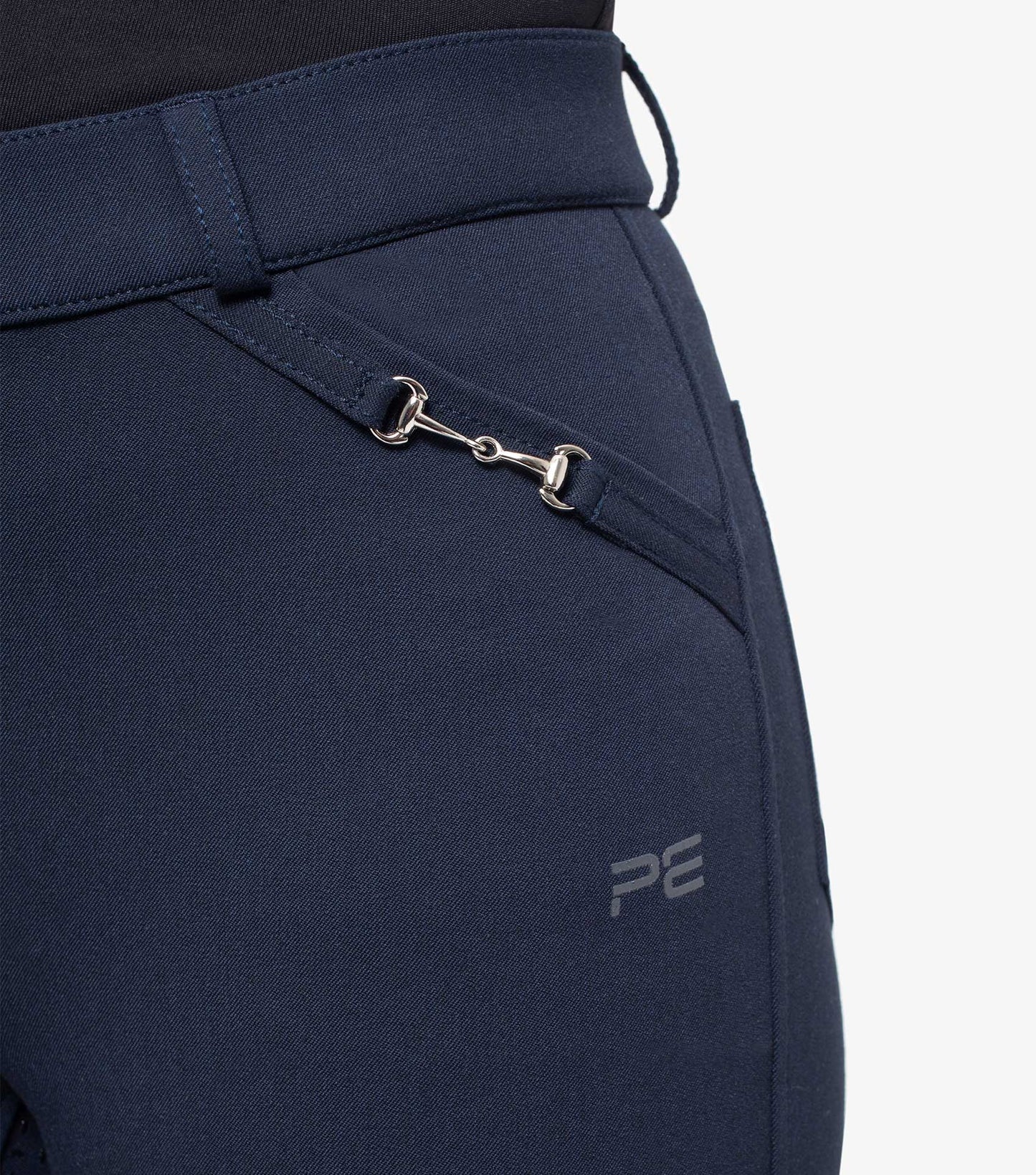 Premier Equine Delta Ladies Full Seat Gel Riding Breeches - grey, navy & black