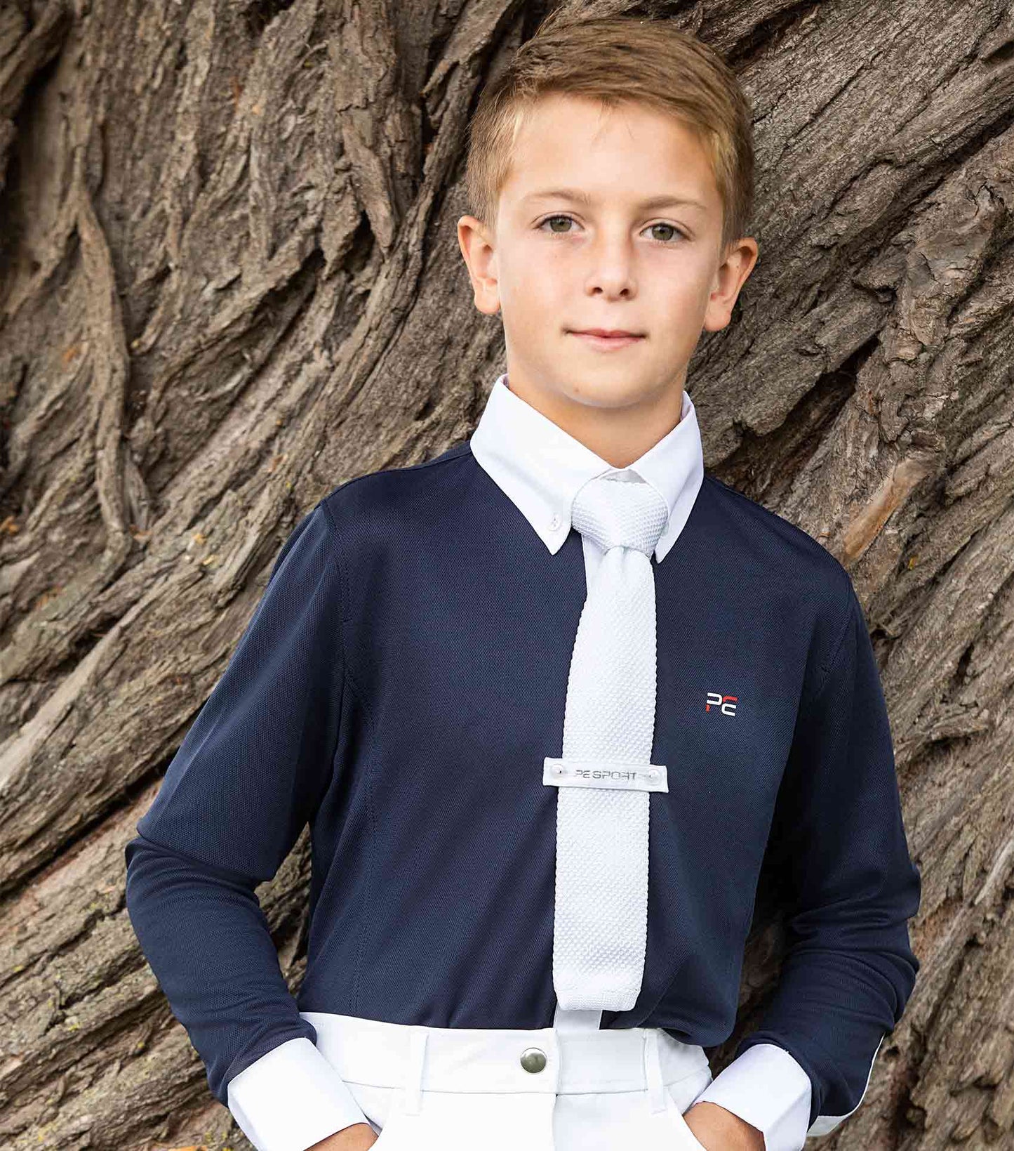 Premier Equine Giulio Boy's Long Sleeve Show Shirt (navy)