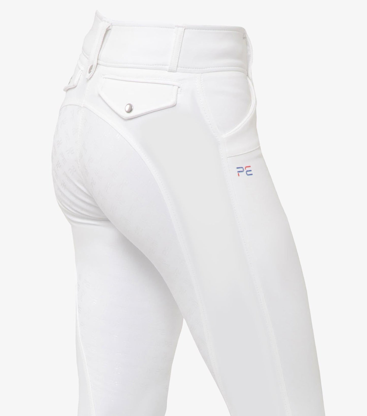 Premier Equine Torino Ladies White Full Seat Gel Riding Breeches (high waisted, water repellant) - White