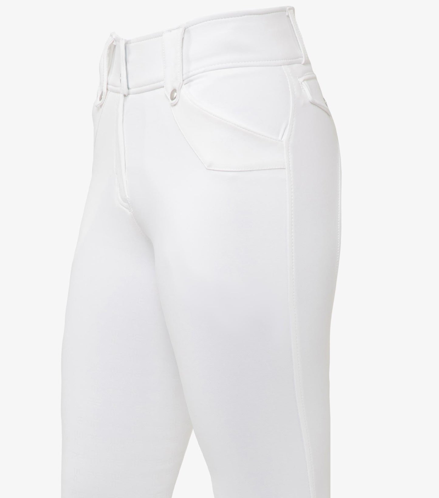 Premier Equine Torino Ladies White Full Seat Gel Riding Breeches (high waisted, water repellant) - White