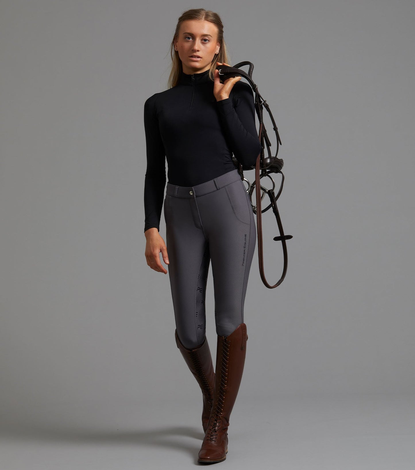 PE Pandora Ladies Full Seat Gel Riding Breeches. Black (ladies 4 / girls 12)