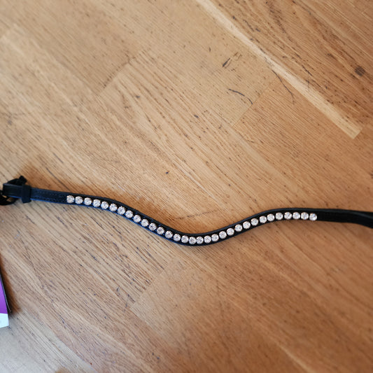 QHP black leathet pony browband with crystals