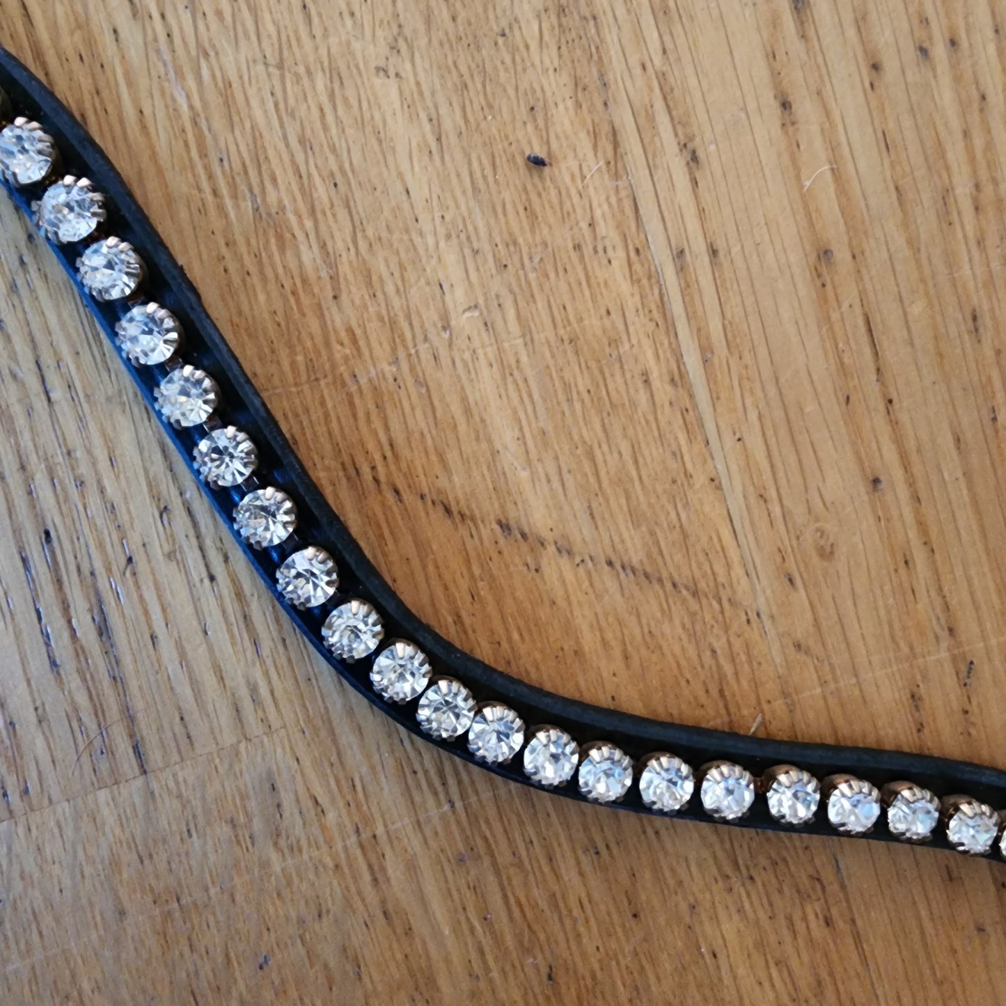 QHP black leathet pony browband with crystals