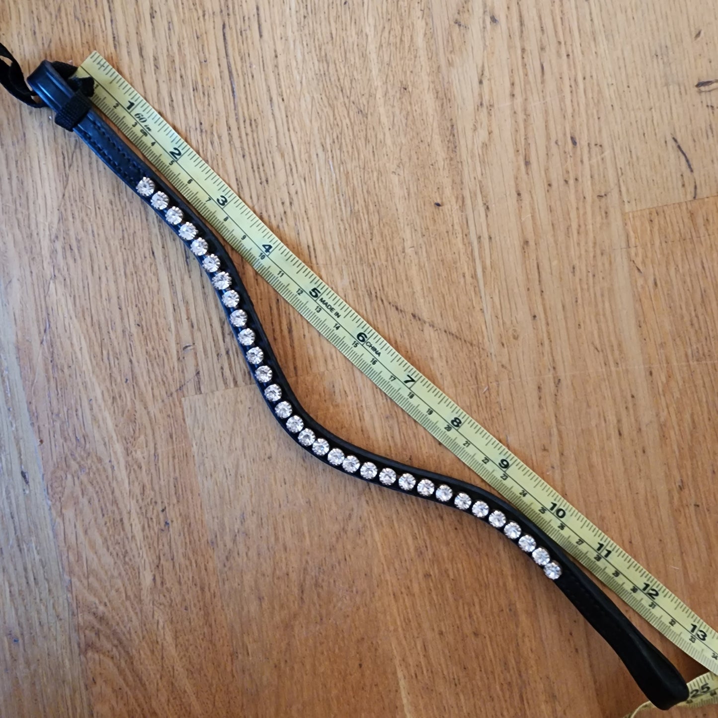 QHP black leathet pony browband with crystals