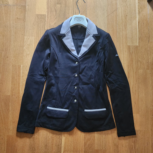 Spooks black show jacket with grey collar ladies size 10 (Size M)